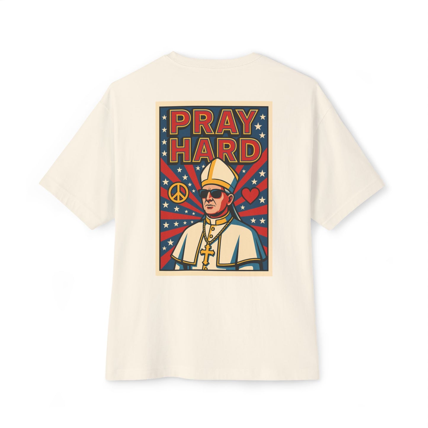 Unisex Oversized Boxy Tee - Pray Hard Graphic Tee for Faith and Fun