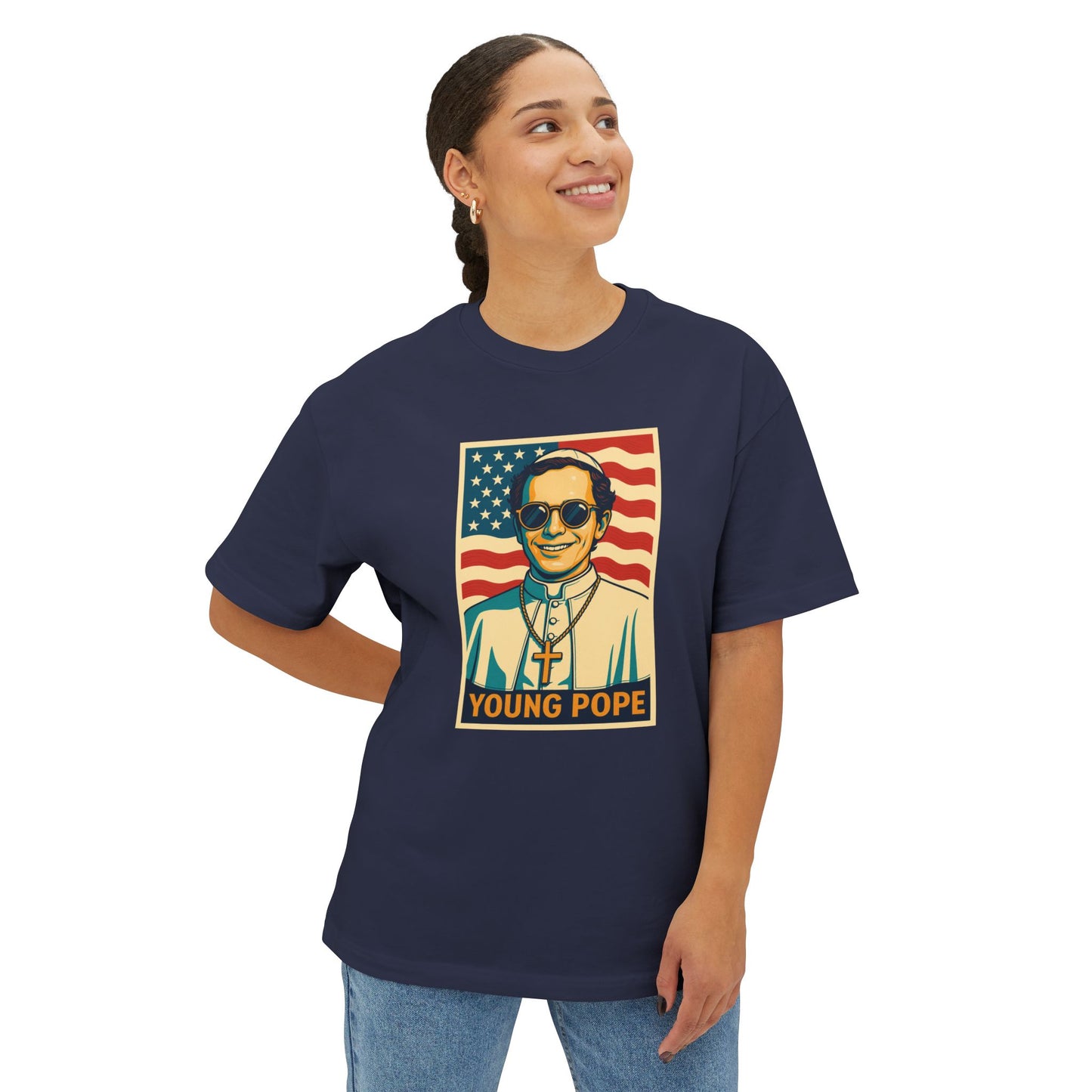 Young Pope 4 Unisex Oversized Boxy Tee - Bold Graphic Statement Shirt