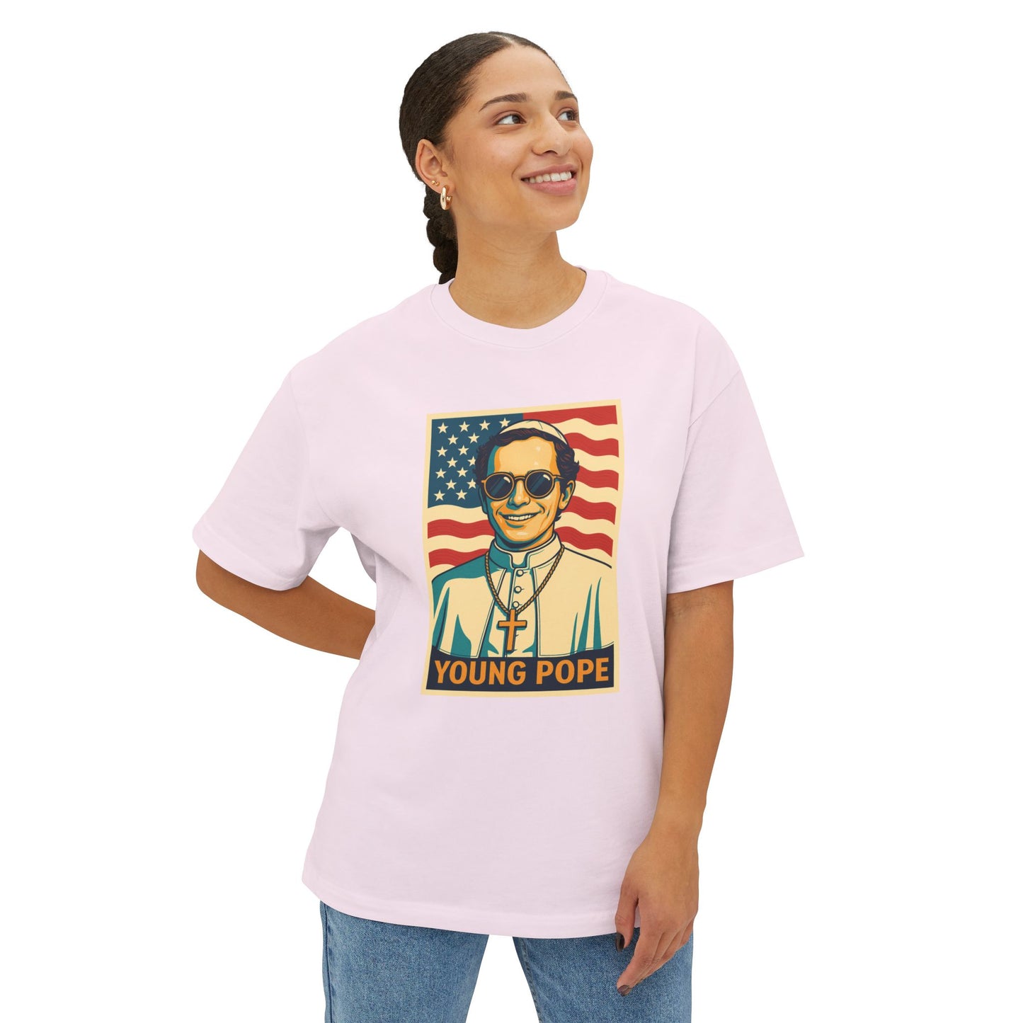 Young Pope 4 Unisex Oversized Boxy Tee - Bold Graphic Statement Shirt