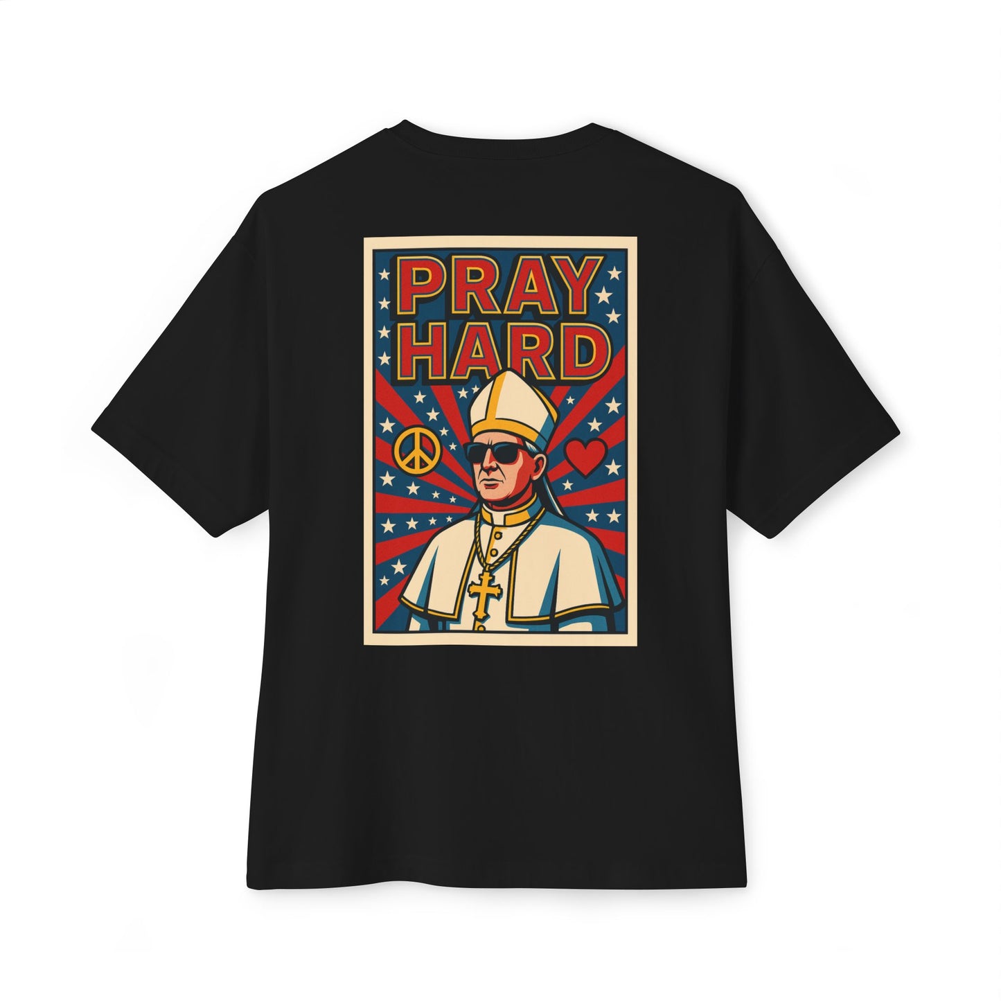 Unisex Oversized Boxy Tee - Pray Hard Graphic Tee for Faith and Fun