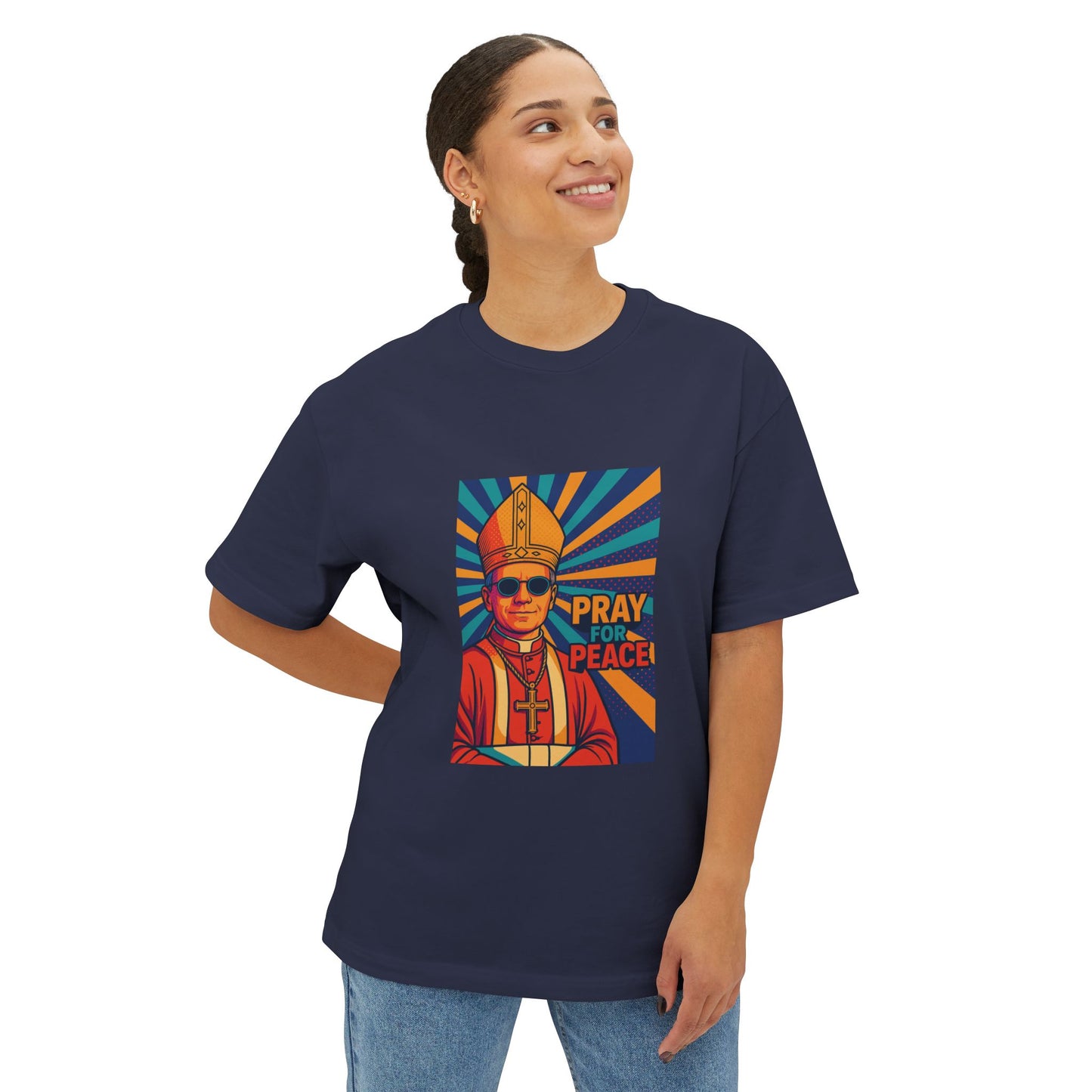 Pray for Peace Unisex Oversized Boxy Tee - Bold Graphic Statement Shirt