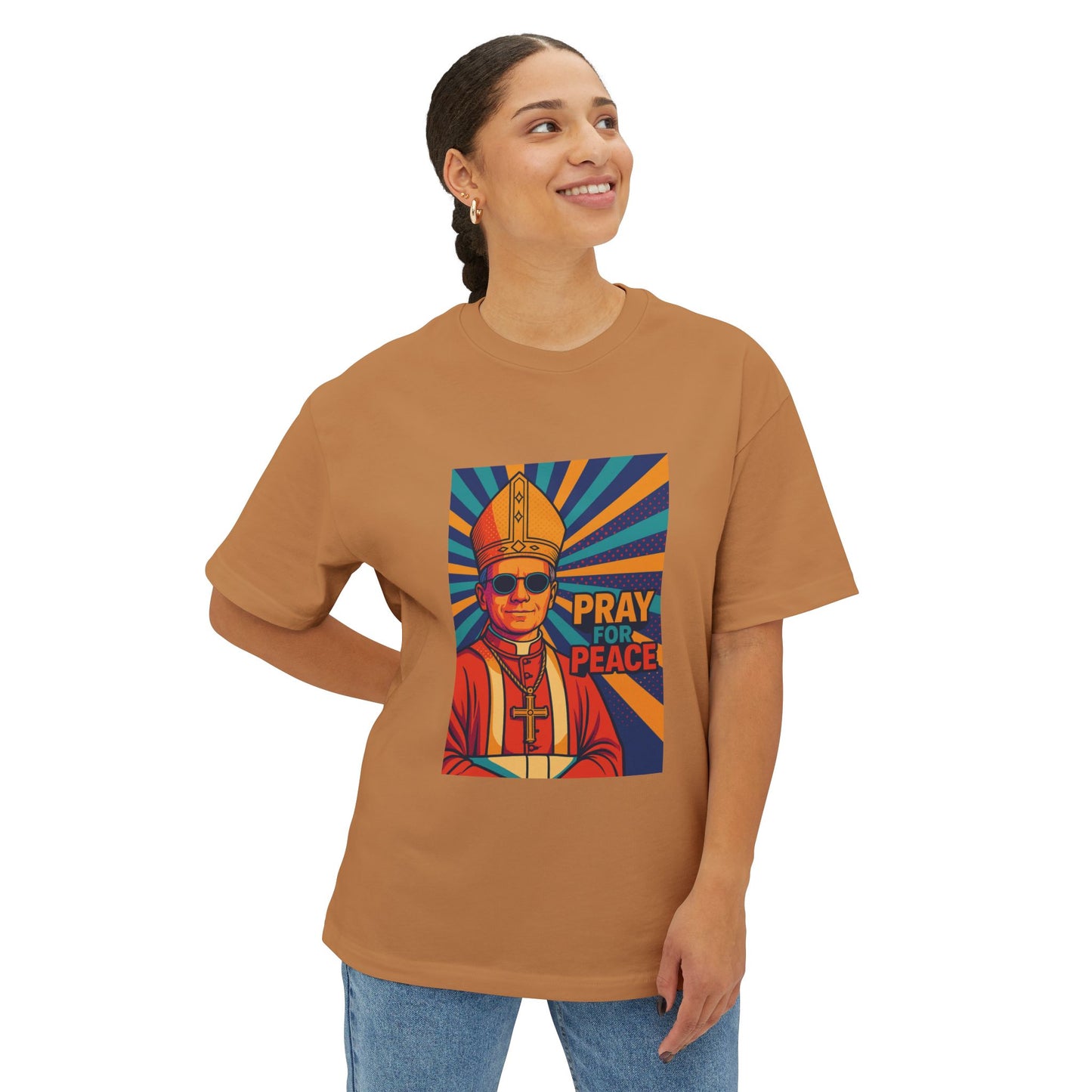 Pray for Peace Unisex Oversized Boxy Tee - Bold Graphic Statement Shirt