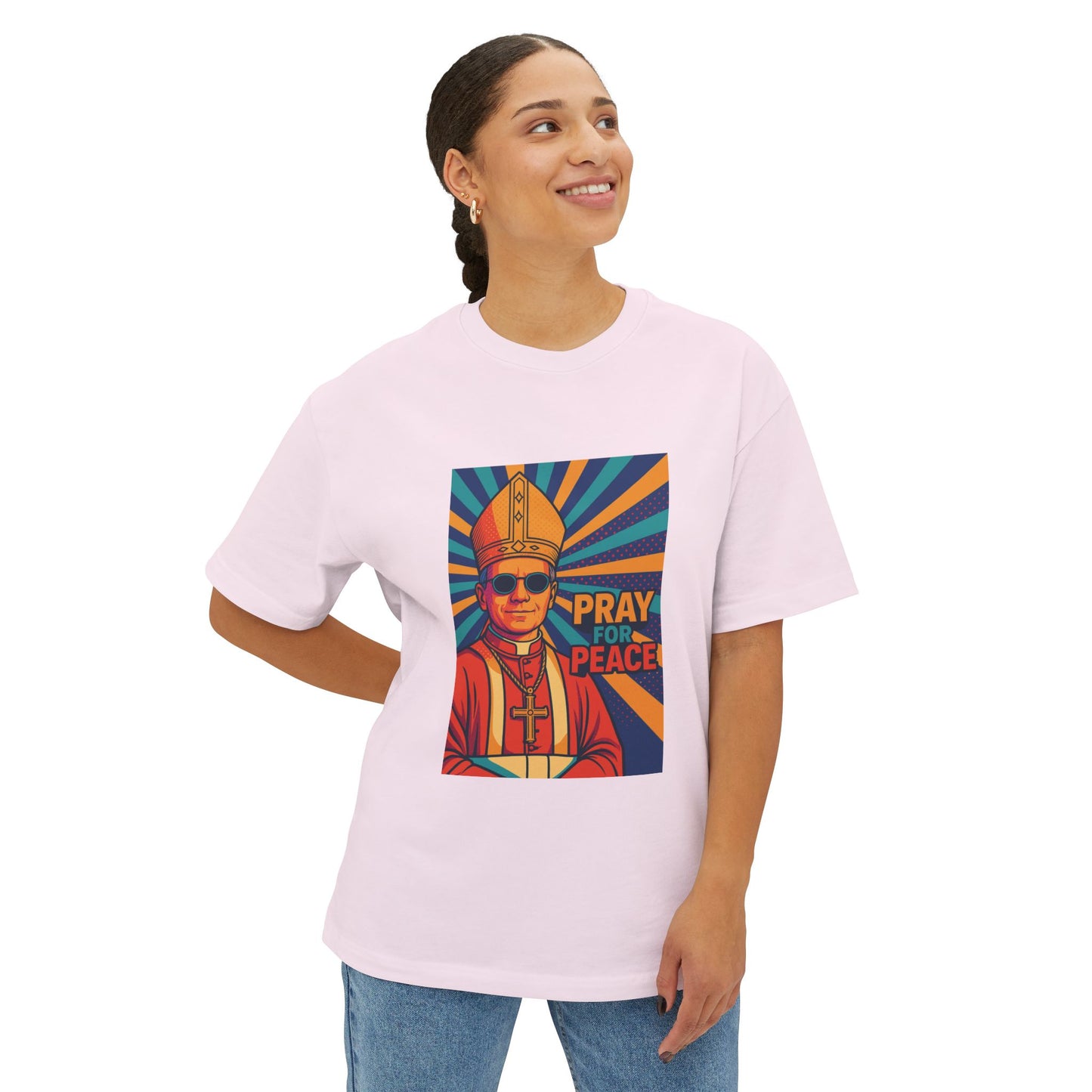 Pray for Peace Unisex Oversized Boxy Tee - Bold Graphic Statement Shirt