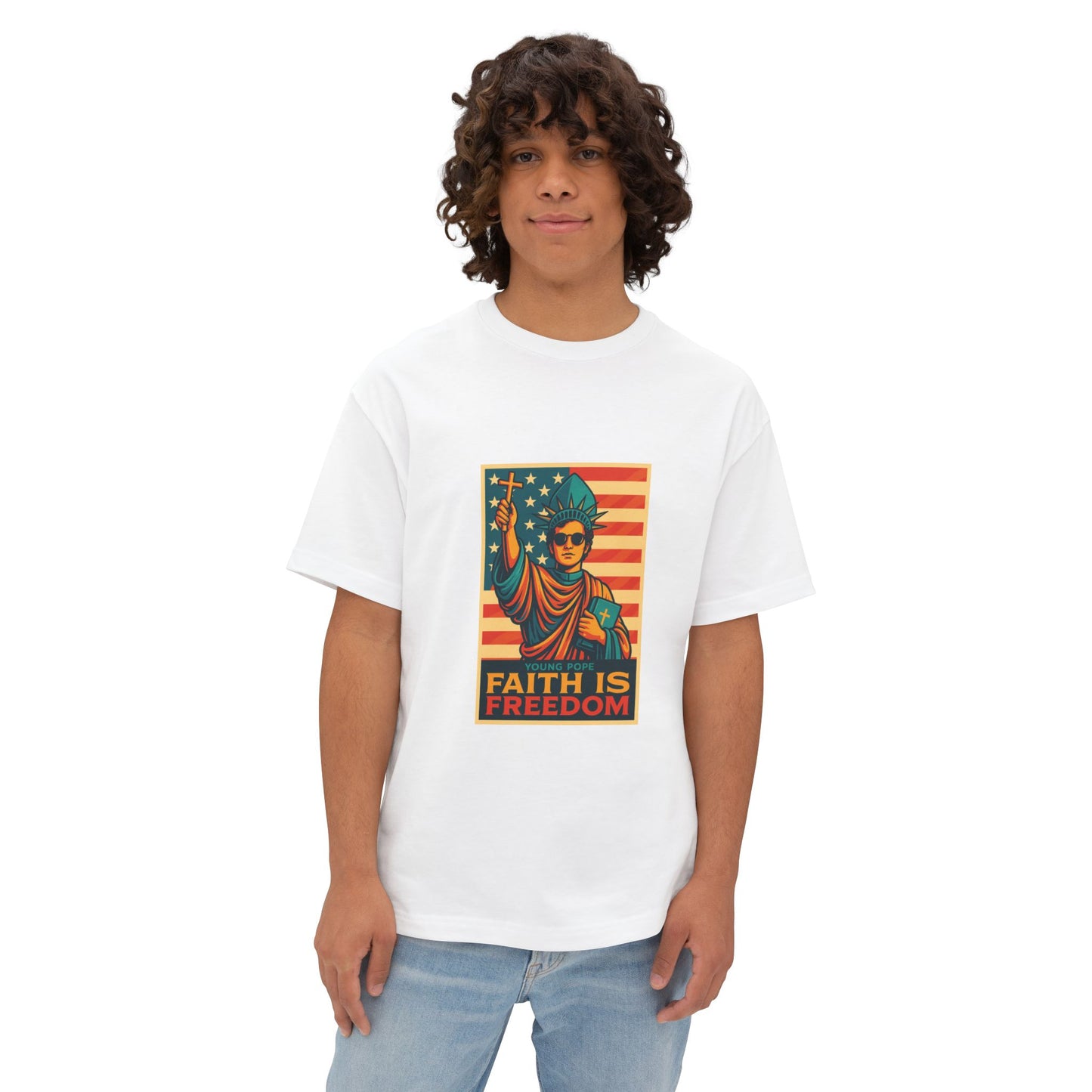 Faith Is Freedom Unisex Oversized Boxy Tee - Bold Graphic Statement Shirt