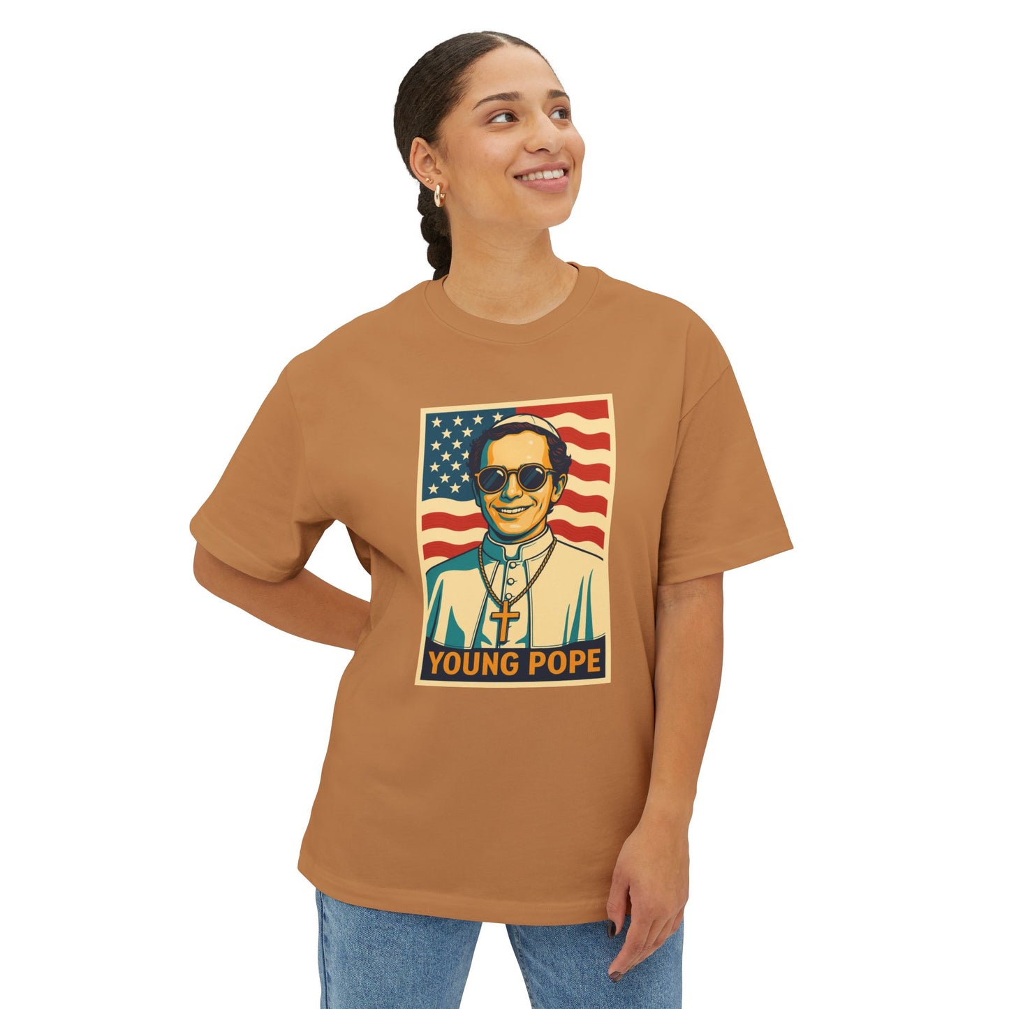 Young Pope 4 Unisex Oversized Boxy Tee - Bold Graphic Statement Shirt