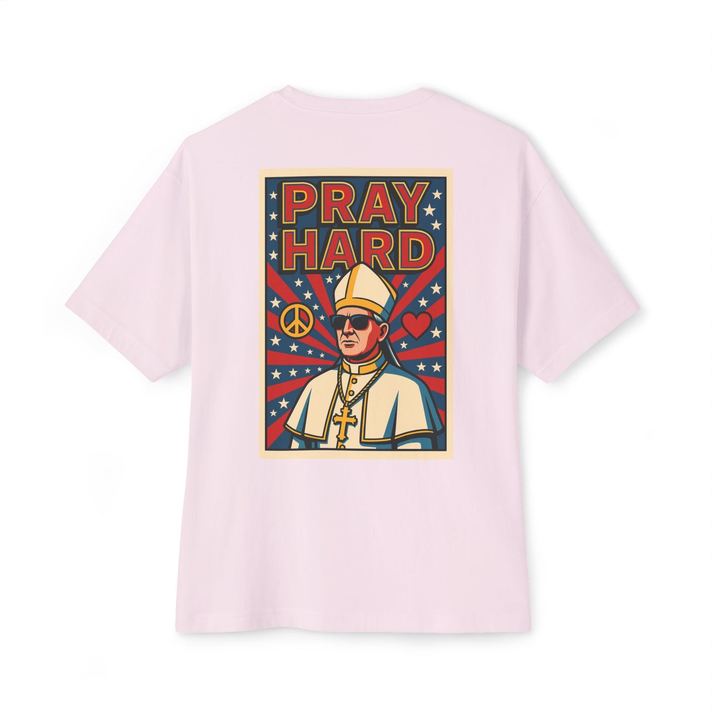 Unisex Oversized Boxy Tee - Pray Hard Graphic Tee for Faith and Fun
