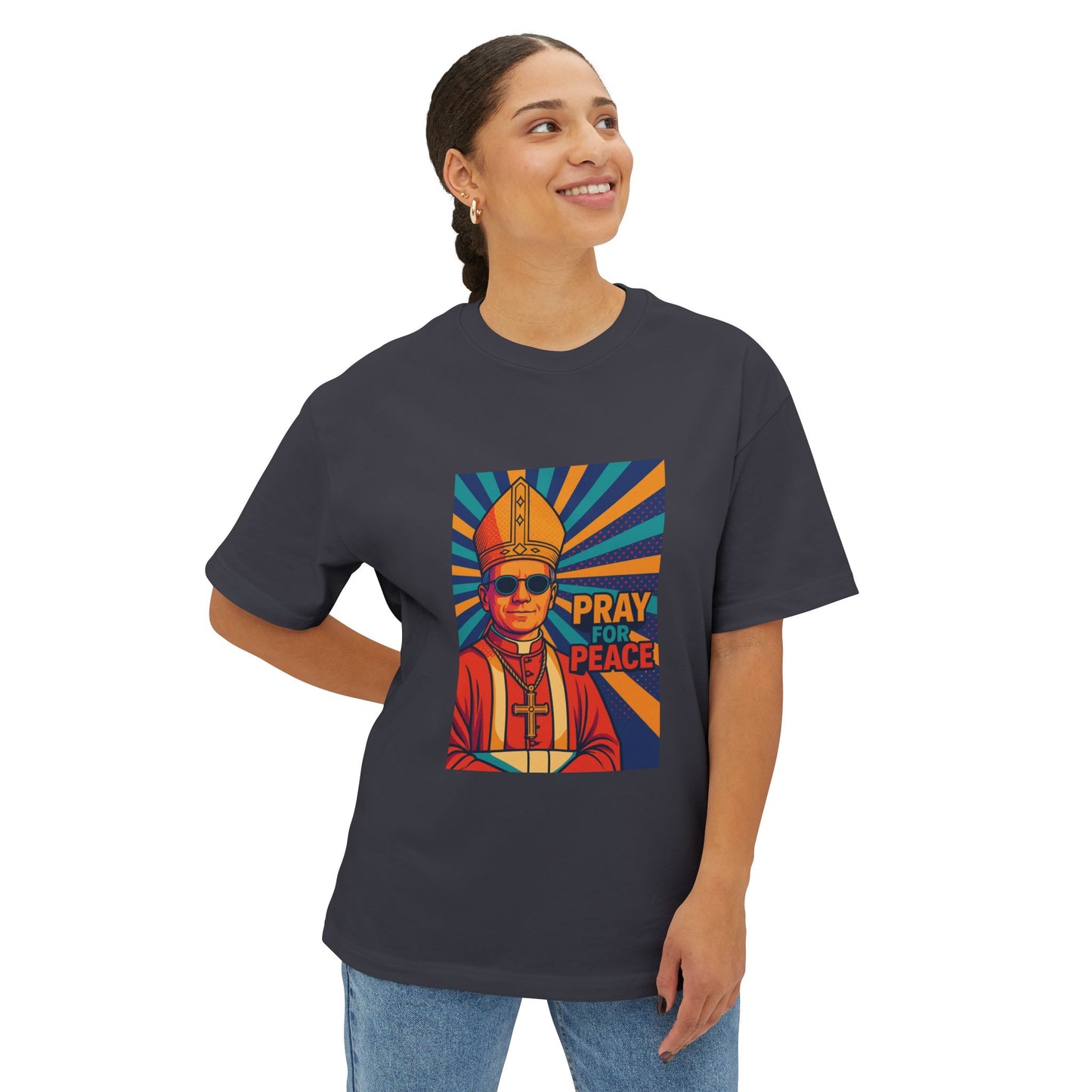 Pray for Peace Unisex Oversized Boxy Tee - Bold Graphic Statement Shirt