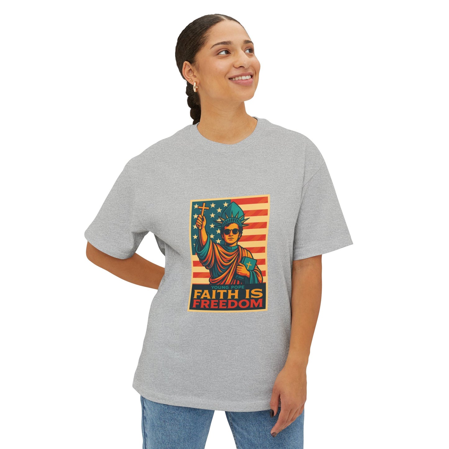 Faith Is Freedom Unisex Oversized Boxy Tee - Bold Graphic Statement Shirt