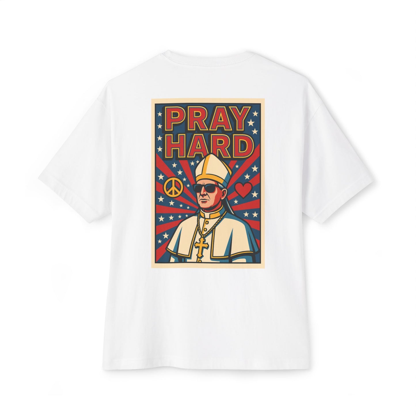 Unisex Oversized Boxy Tee - Pray Hard Graphic Tee for Faith and Fun