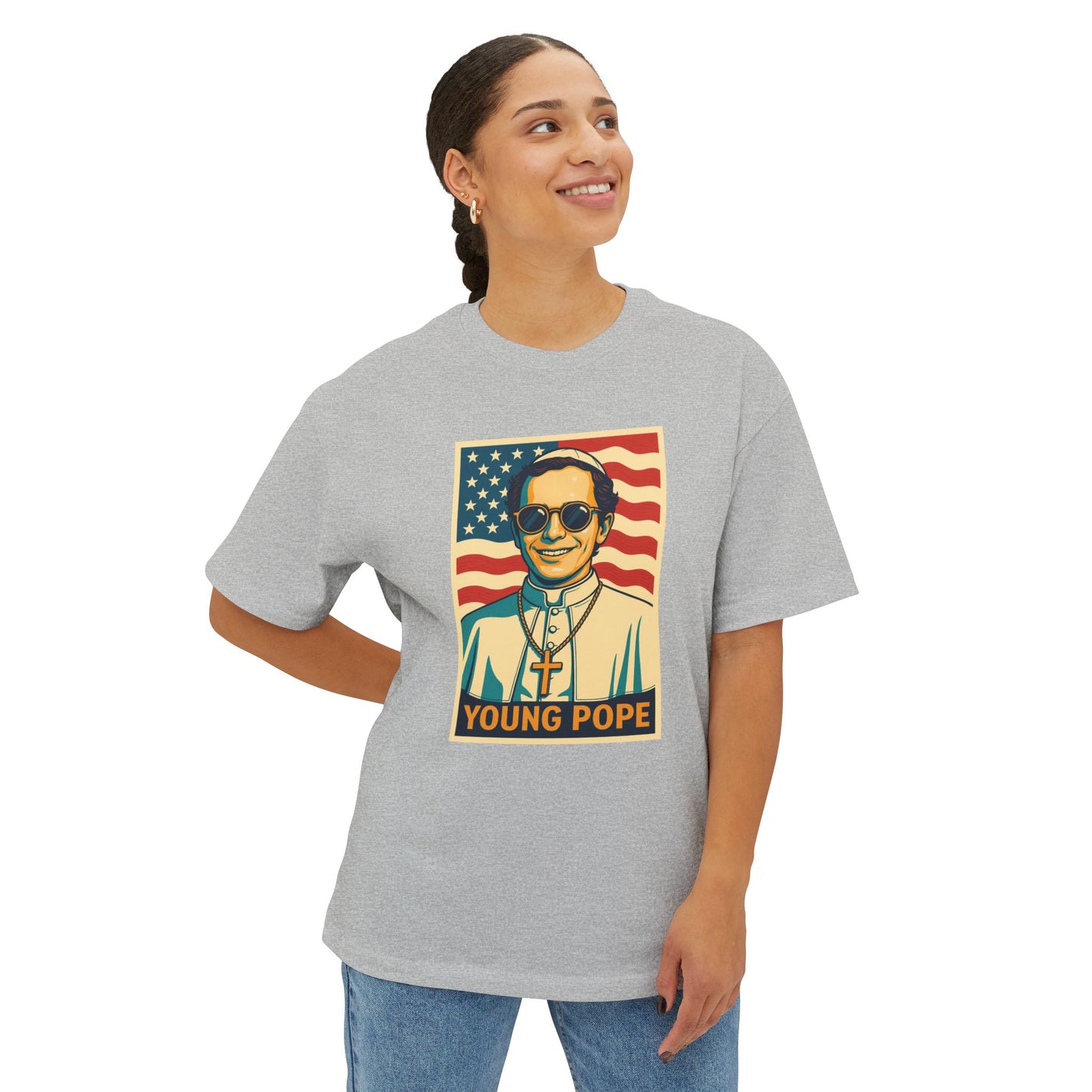 Young Pope 4 Unisex Oversized Boxy Tee - Bold Graphic Statement Shirt