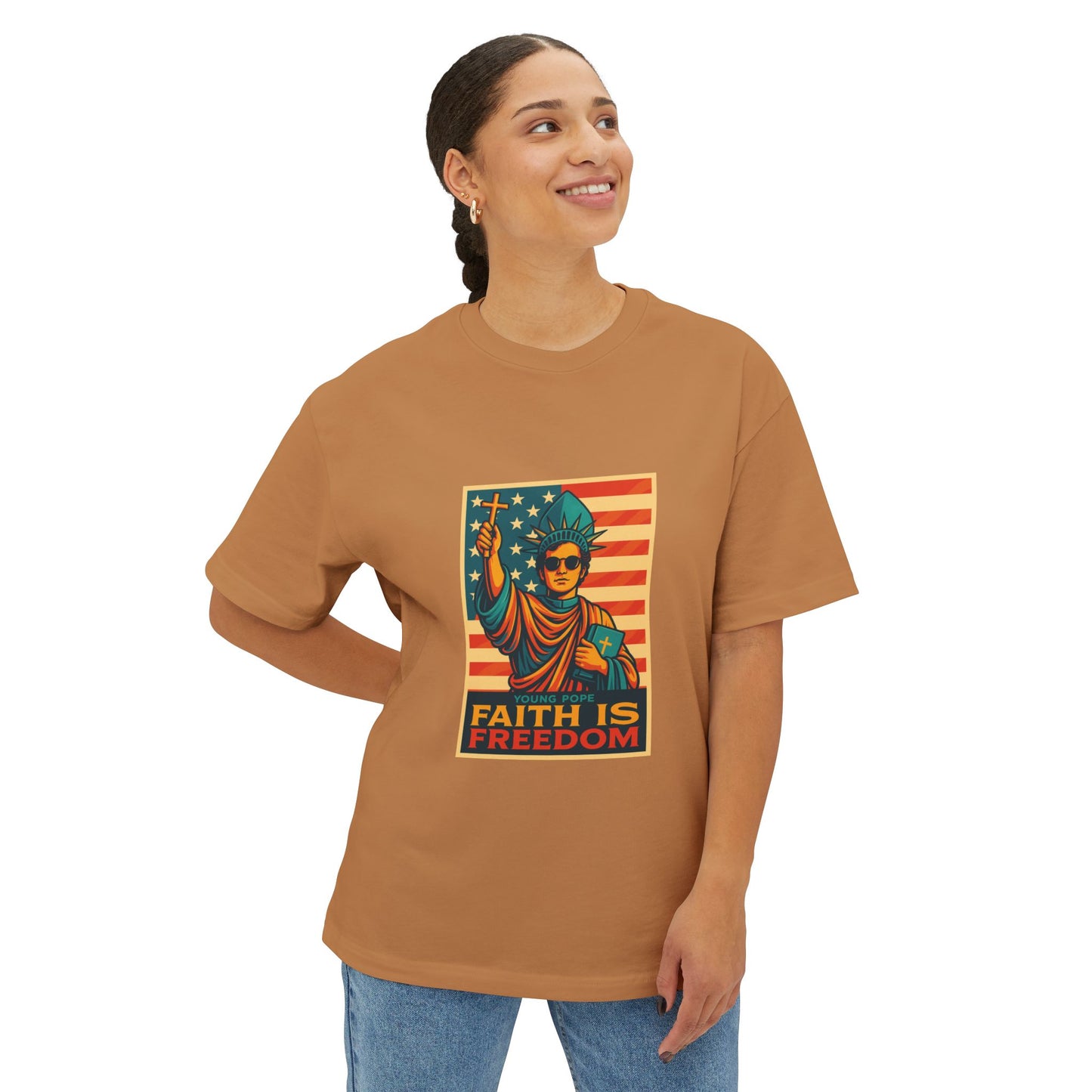 Faith Is Freedom Unisex Oversized Boxy Tee - Bold Graphic Statement Shirt