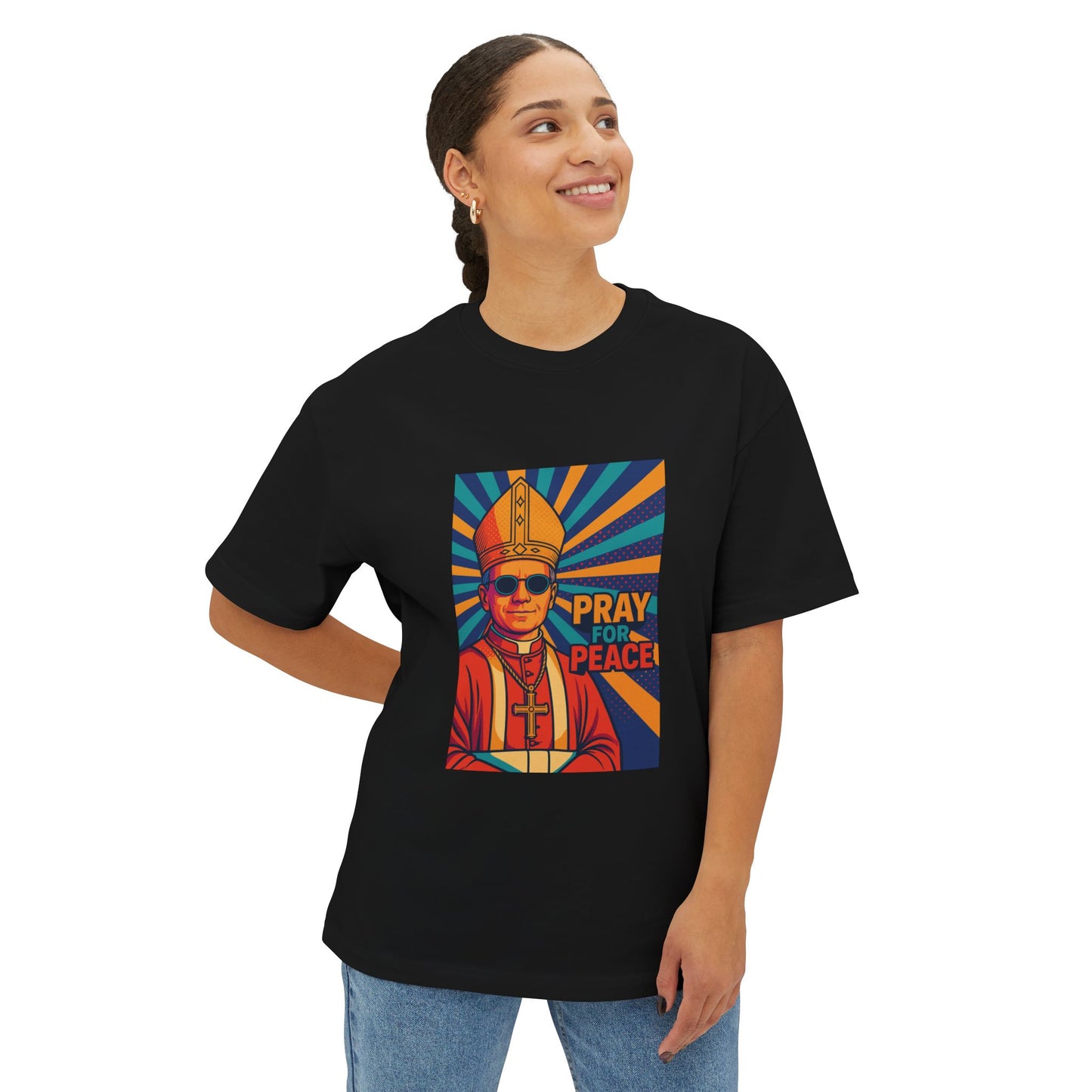Pray for Peace Unisex Oversized Boxy Tee - Bold Graphic Statement Shirt