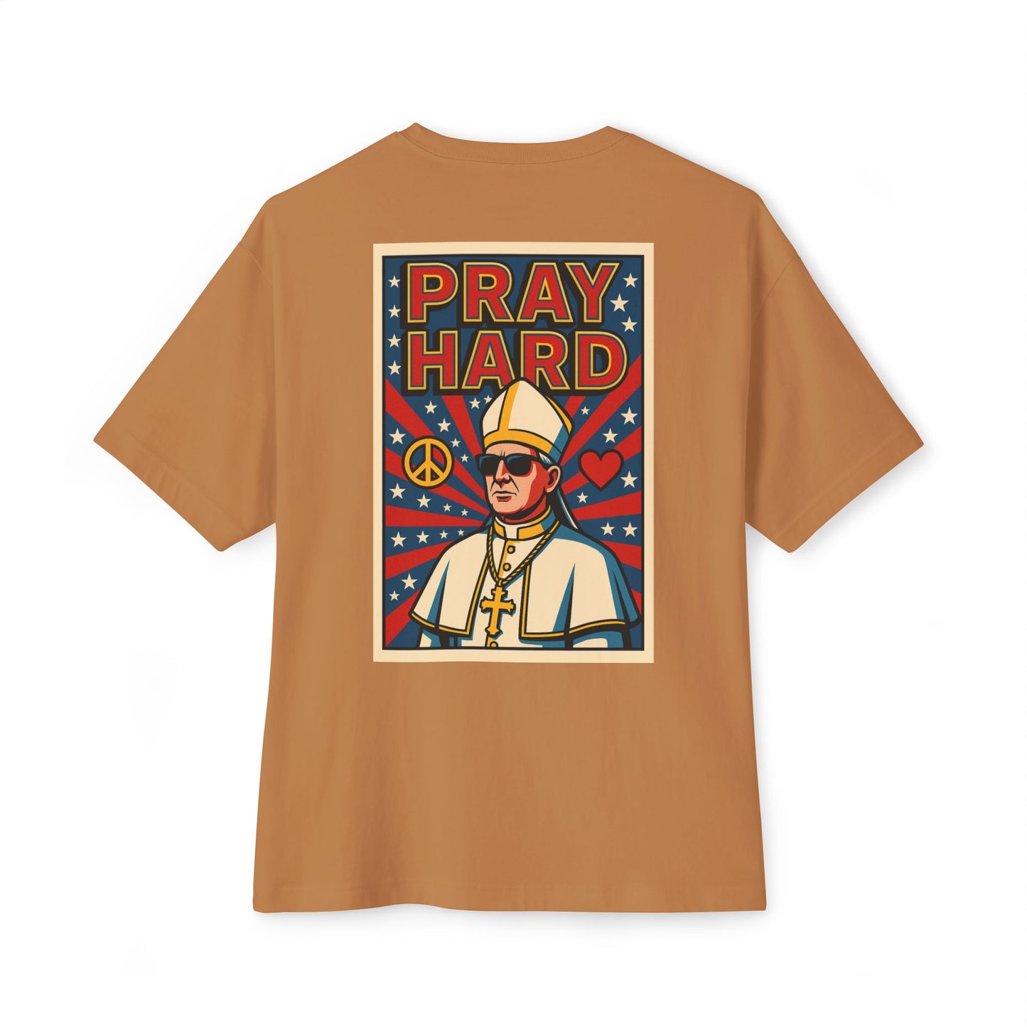 Unisex Oversized Boxy Tee - Pray Hard Graphic Tee for Faith and Fun